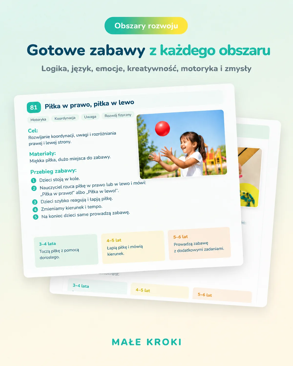 Zabawy według obszarów rozwoju z wariantami dla każdej grupy